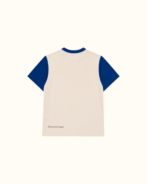 Baby tee azul & beige