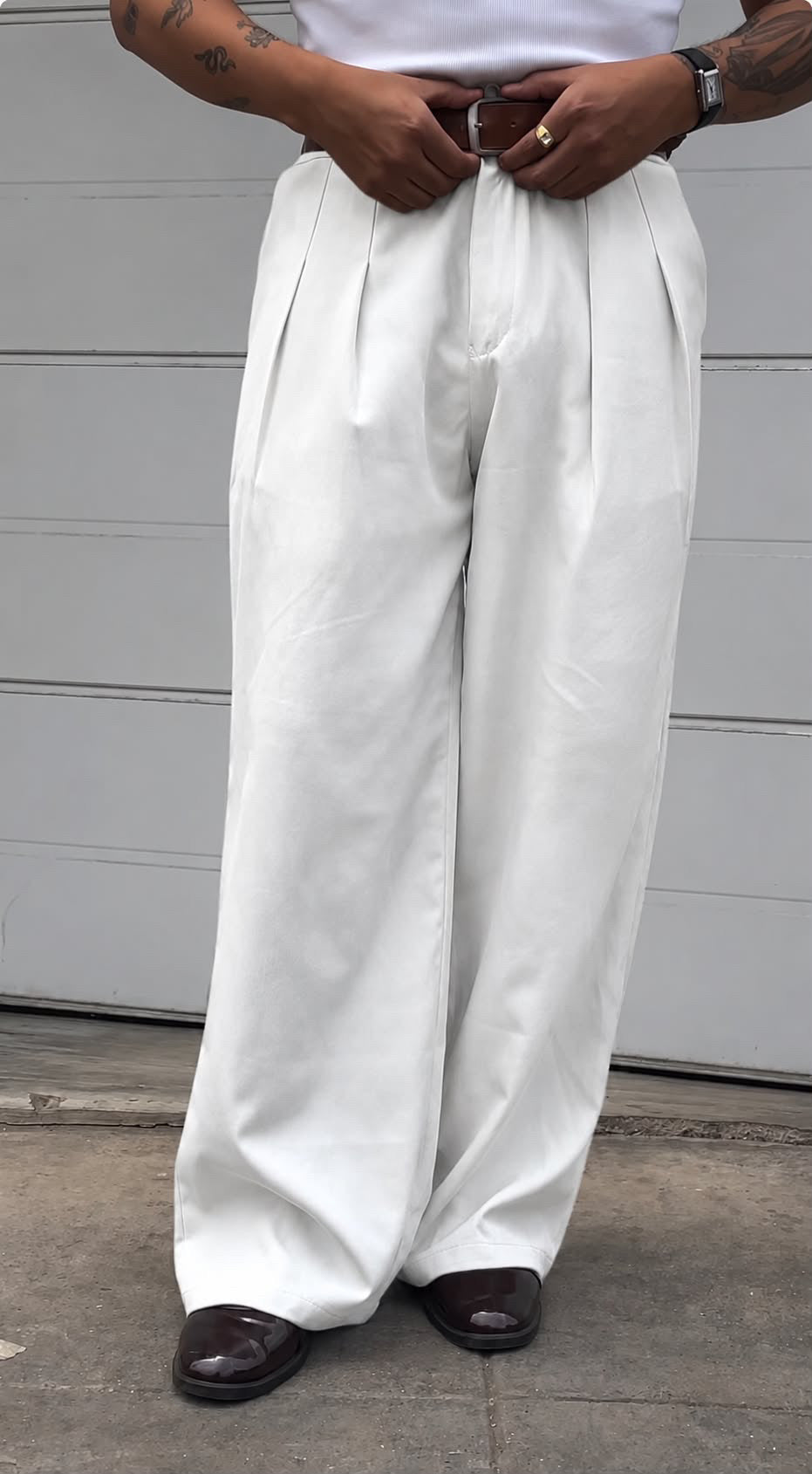 Pantalón sastre baggy perla