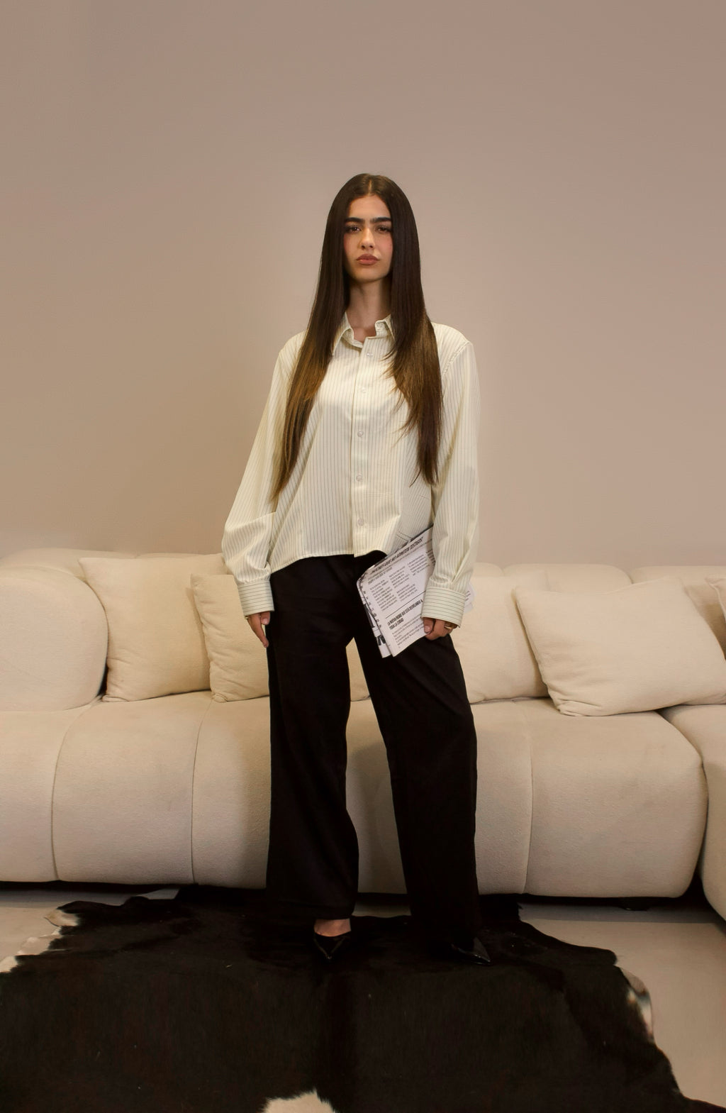 Camisa manga larga beige