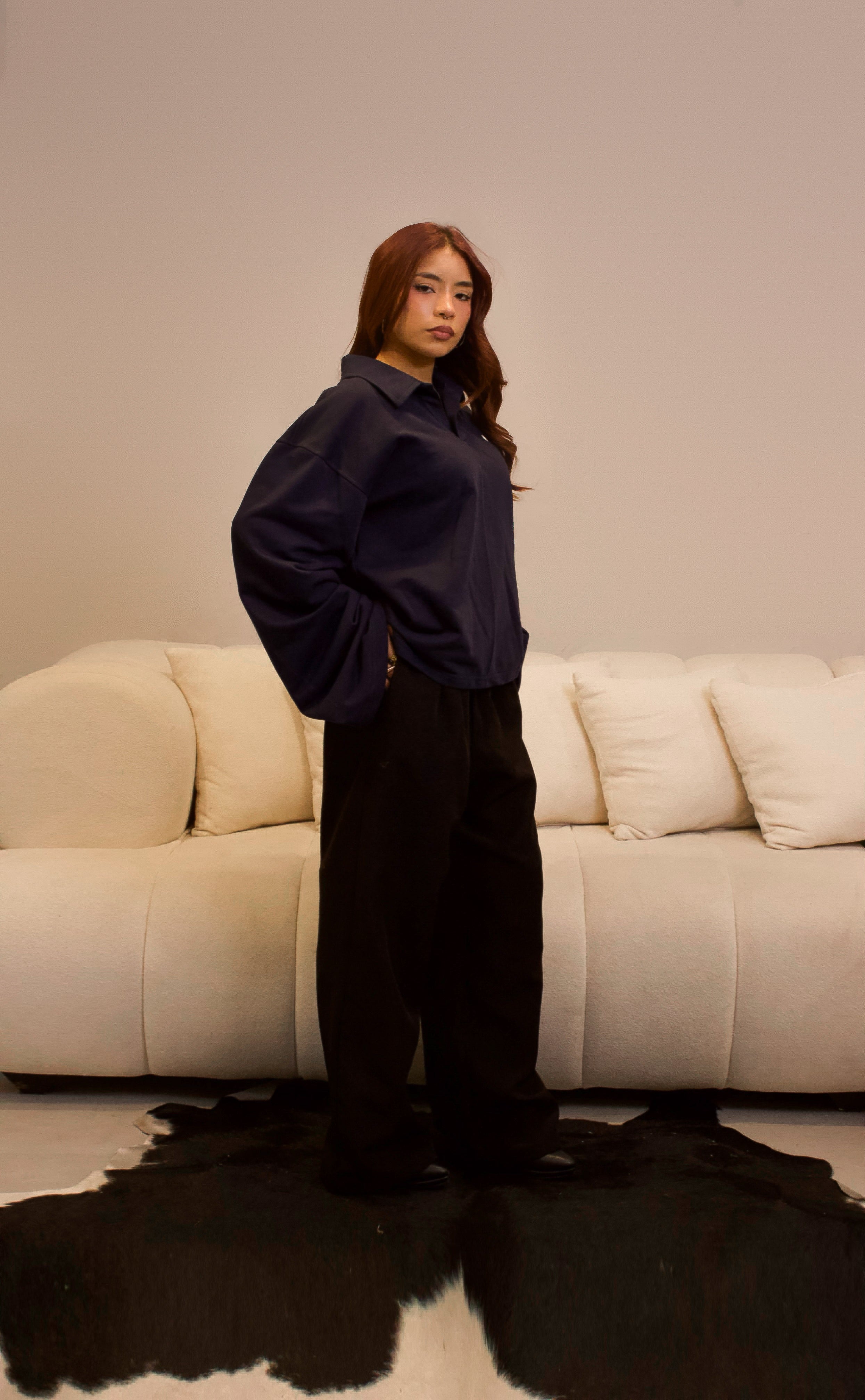 Long sleeve camisero - azul noche